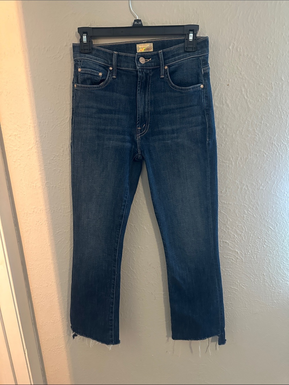 MOTHER Dark Blue Cropped Straight Jeans